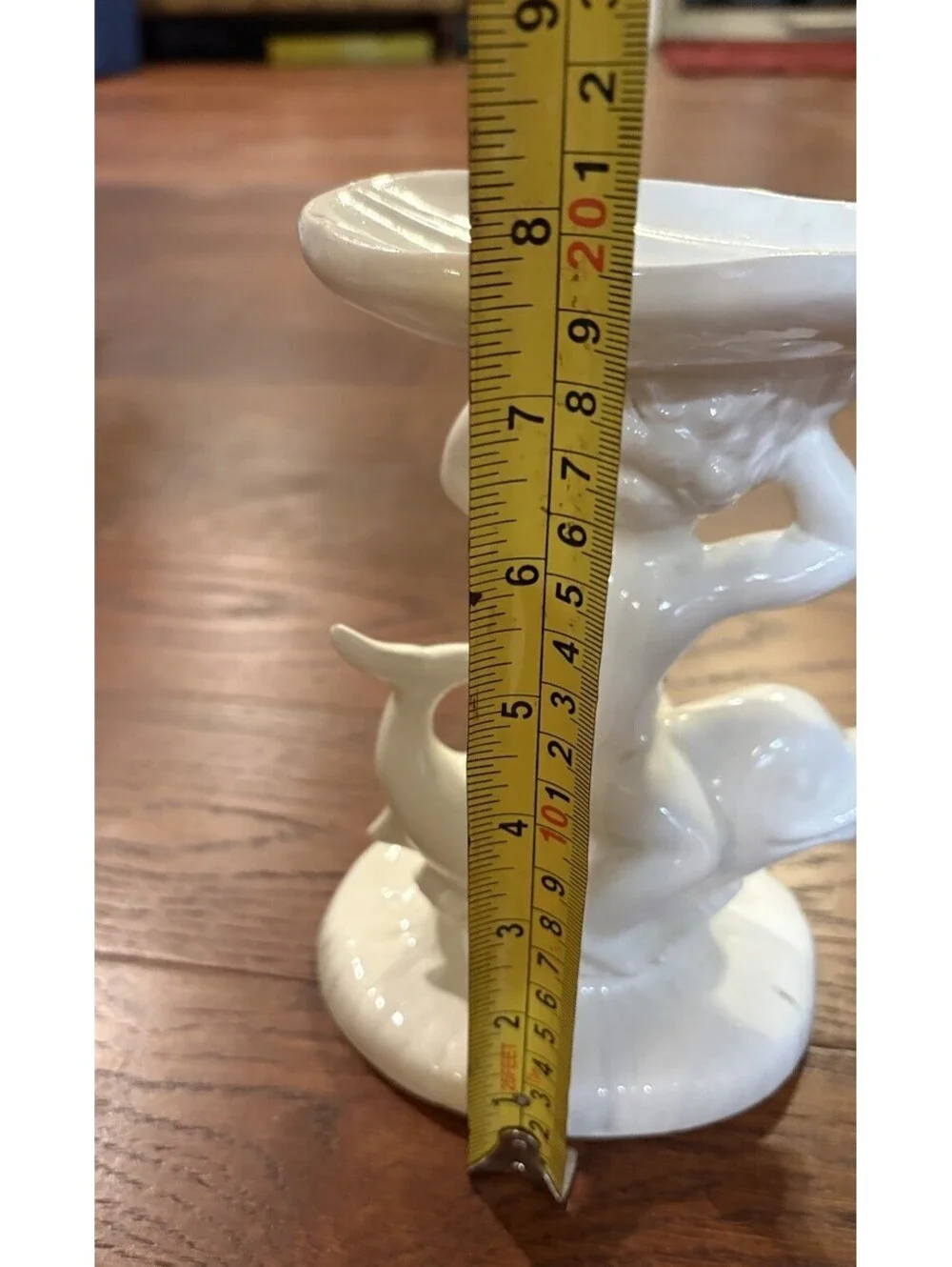 Vintage 1960s White Cherub Riding Dolphin Fish Holland Mold Kitschy Soap Dish